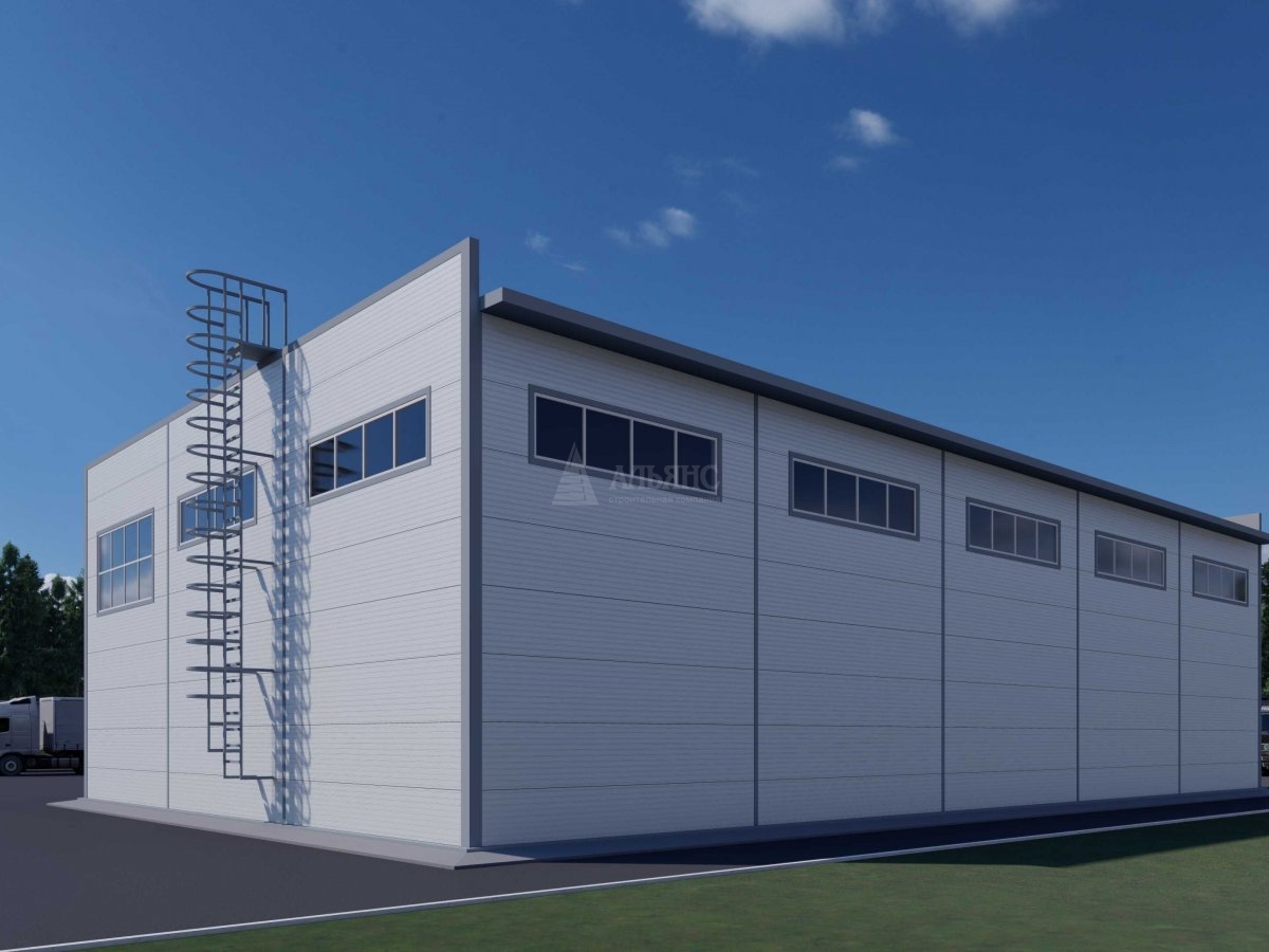 3D визуализация Производственное здание из сэндвич панелей - фото 2