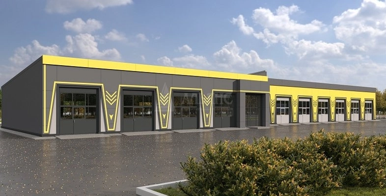 3D визуализация Здание СТО из сэндвич-панелей - фото 1