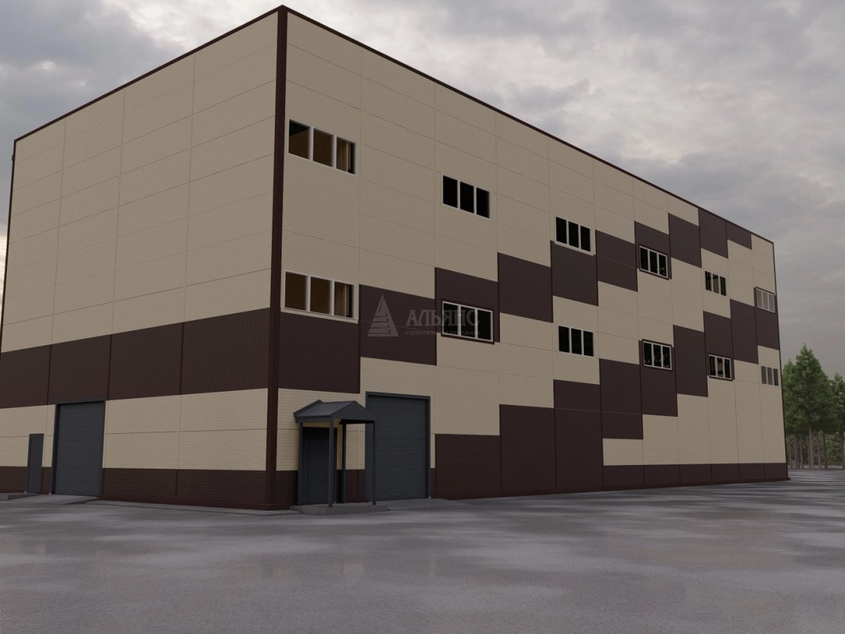 3D визуализация Склад-ангар из сэндвич-панелей - фото 1