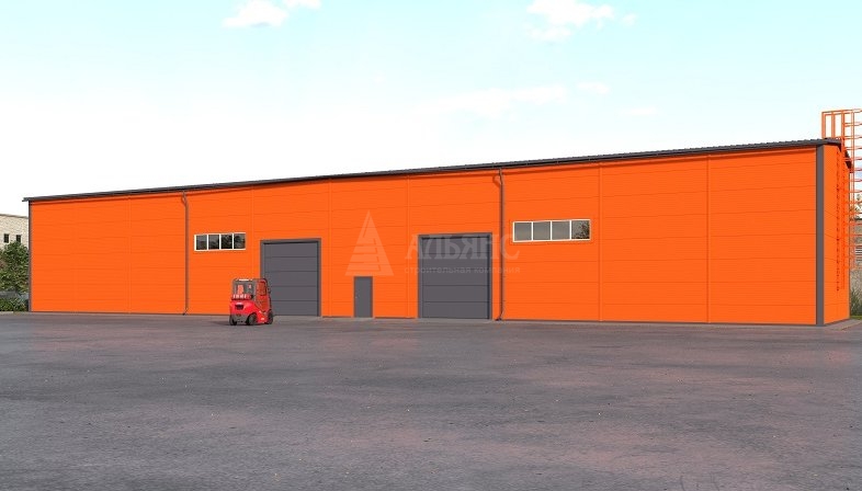 3D визуализация Здание склада из сэндвич панелей - фото 1